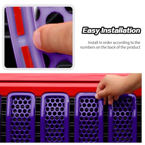 Image of JeCar Mesh Grill Inserts & Headlight Cover Trim Kit for Jeep Wrangler JL JLU 2024+ (Purple)