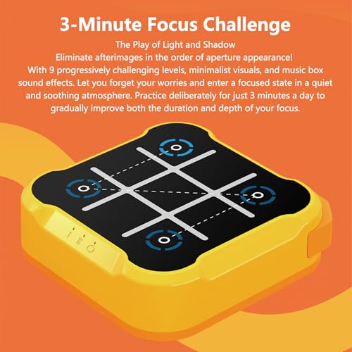 Tic Tac Toe Bolt Game,3-in-1 Handheld Puzzle Game Console,Portable Travel Games for Educational and Memory Growth, Toys Board Games for Kids and Adults,Birthday Gifts for All Ages (Yellow Orange) - Thumbnail 5