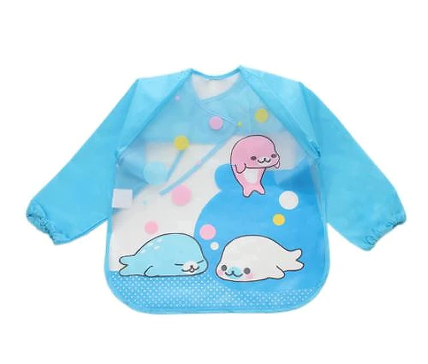 CHILDCHIC Premium Waterproof and Quick Dry Full Sleeved Washable Waterproof Bib Apron for Babies & Kids (BLUE2)