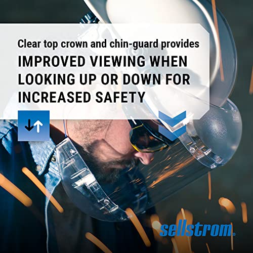 Sellstrom Dual Crown Safety Face Shield With Universal Hard Hat Slot Adapter (Hard Hat Not Included), Clear Tint, Uncoated, Clear, S38510 #TOP3