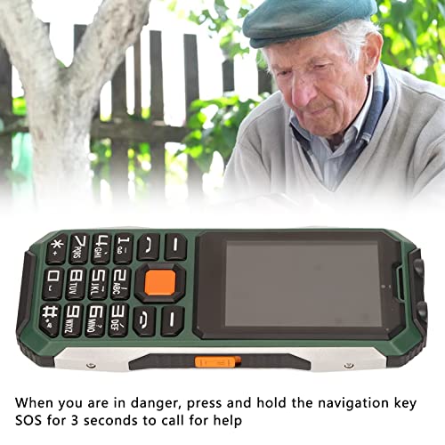 Olåst Seniortelefon med Stor Knapp, SOS-knapp & Hög Volym (Grön)