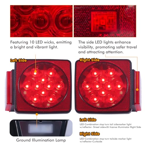 image for MAXXHAUL 70205 Trailer Light Kit - 12V All LED, Left and Right Waterpr