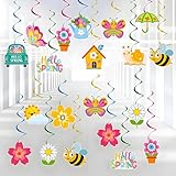 34 Piezas Mariposas Abejas Girasoles Decoraciones de Remolinos Coloridas Serpentinas Espirales Decorativa para Primavera Verano Fiesta Colgantes Papel Adornos Decor Cumpleaños Pascua Bodas Baby Shower