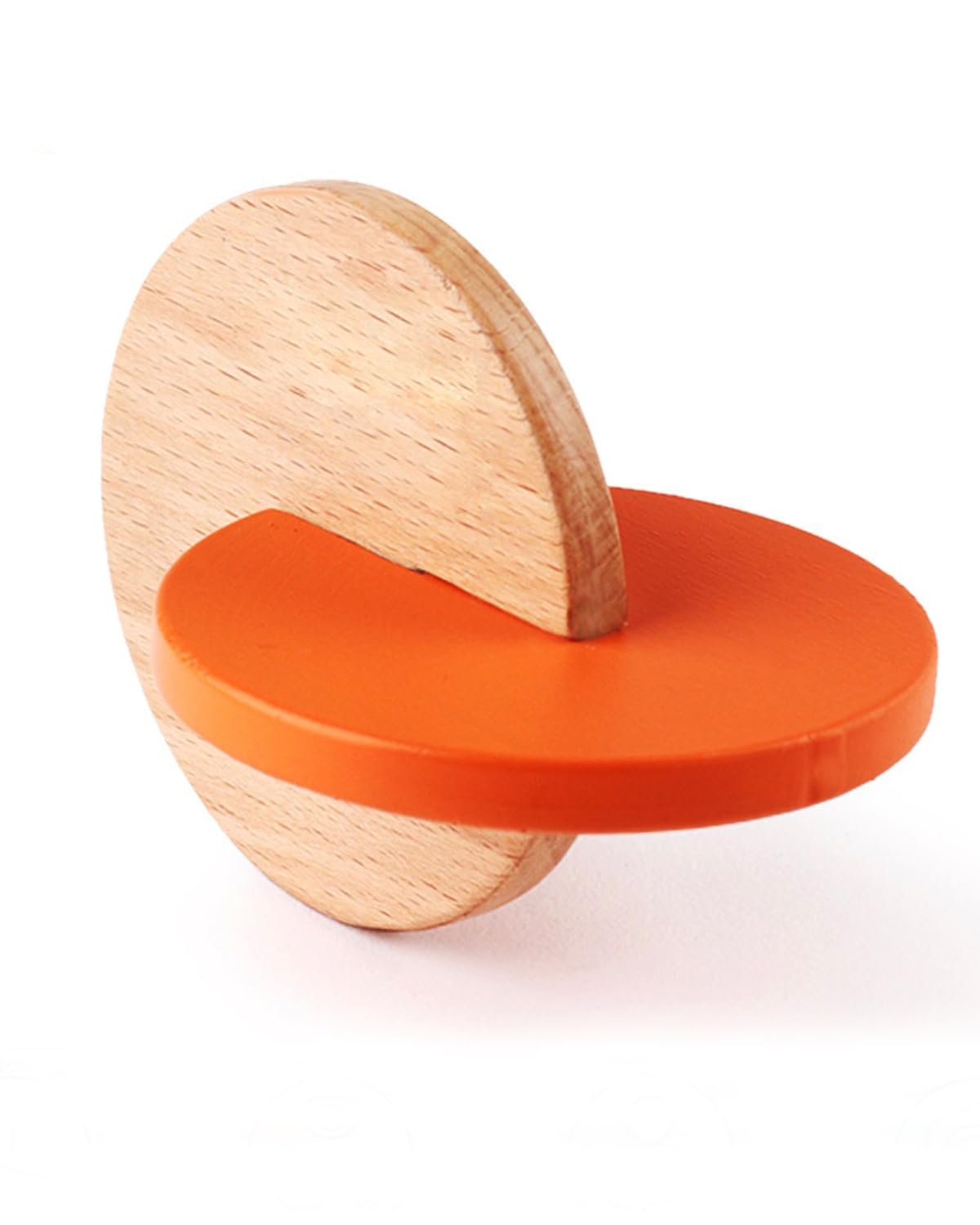 Intellibaby Premium Wooden Spinning Discs for Kids,Wooden Interlocking Rattle for Infants,Develops Grip & Grasp for Toddlers & Babies,Safe for Baby,Birthday Gift,BIS Certified,Brown & Orange,4+ Months