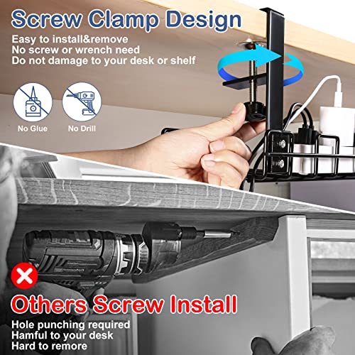 Cable Management Tray Under Desk, Wire Management Rack, Under Desk Cord Organizer No Drill, Adjustable And Removable Desks Cable Rack Tray For Office Parlor Kitchen #TOP2