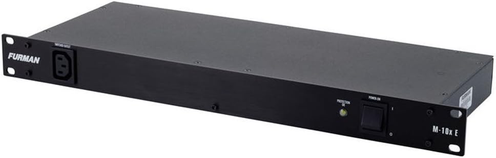 Furman M-10X E Power Line Conditioner, front angled view, showing rack ears and power switch.