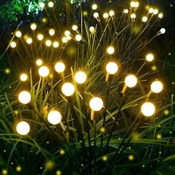D'Mak Firefly Solar Light Decoration Outdoor Waterproof Light for Garden,Balcony, Pathway (Warm White, 6)