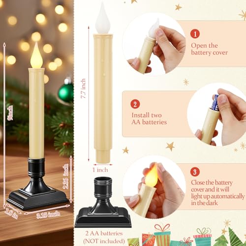Velas de ventana LED sin llama Yungyan pack de 12 para Navidad 5