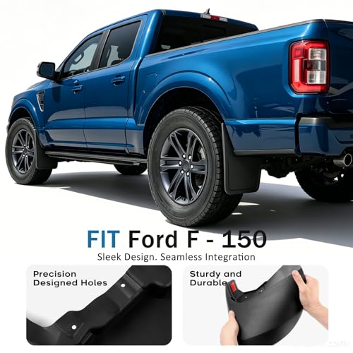 Image of Sunsdrew Mud Flaps for 2021-2026 Ford F150 Accessories- 4PCS Front & Rear Splash Guards - No-Drilling All Weather Exterior Mud Guards (Not fit Raptor Models)