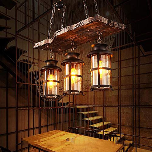 Lampy Wiszące Lampa Drewniana Rocznika Lampa Wisząca Przemysłowy Czarny żyrandol Retro Metalowy Z Regulacją Wysokości żarówki E27 Aalon Jadalnia Kuchnia Bar Stół Do Jadalni Lampa Sufitowa,3 heads