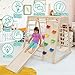 EDOSTORY 7 in 1 Pikler Indoor Playground Jungle Gym Playset, Wooden Montessori Climber with Slide, Rock Climb Wall, Monkey Bars, Rope Ladder, Climbing Rope and Swing for Kids（Natural）