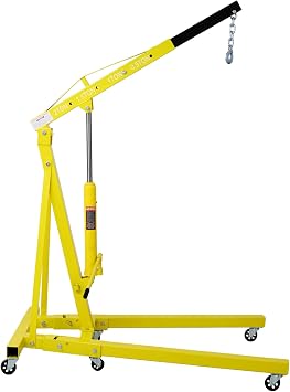 2-Ton Folding Engine Crane, 4000lb Hydraulic Hoist with Adjustable Load Arm