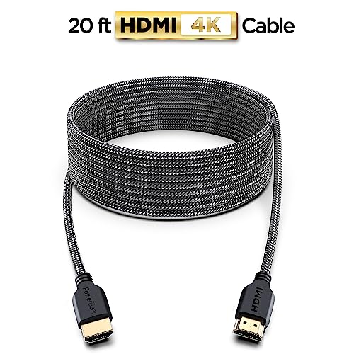 Image of PowerBear 4K Long HDMI Cable 20 ft [2 Pack] High Speed, Braided Nylon & Gold Connectors, 4K @ 60Hz, Ultra HD, 2K, 1080P, ARC & CL3 Rated | for Laptop, Monitor, PS5, PS4, Xbox One, Fire TV, Apple TV
