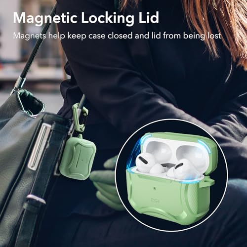 Image of ESR for AirPods Pro 2nd Generation Case, Compatible with Airpods Pro Case 2nd /1st Gen (2023 /2022 /2019), Compatible with MagSafe, Powerful Drop Protection, Magnetic Lid with Cleaner Kit, Light Green