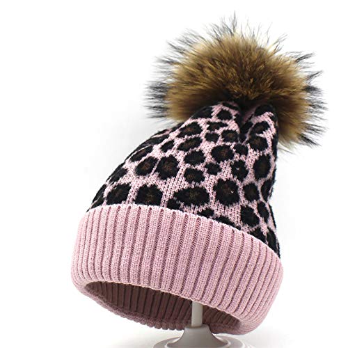 Bonnet tricoté chaud pour femme avec pompon amovible et doublure polaire