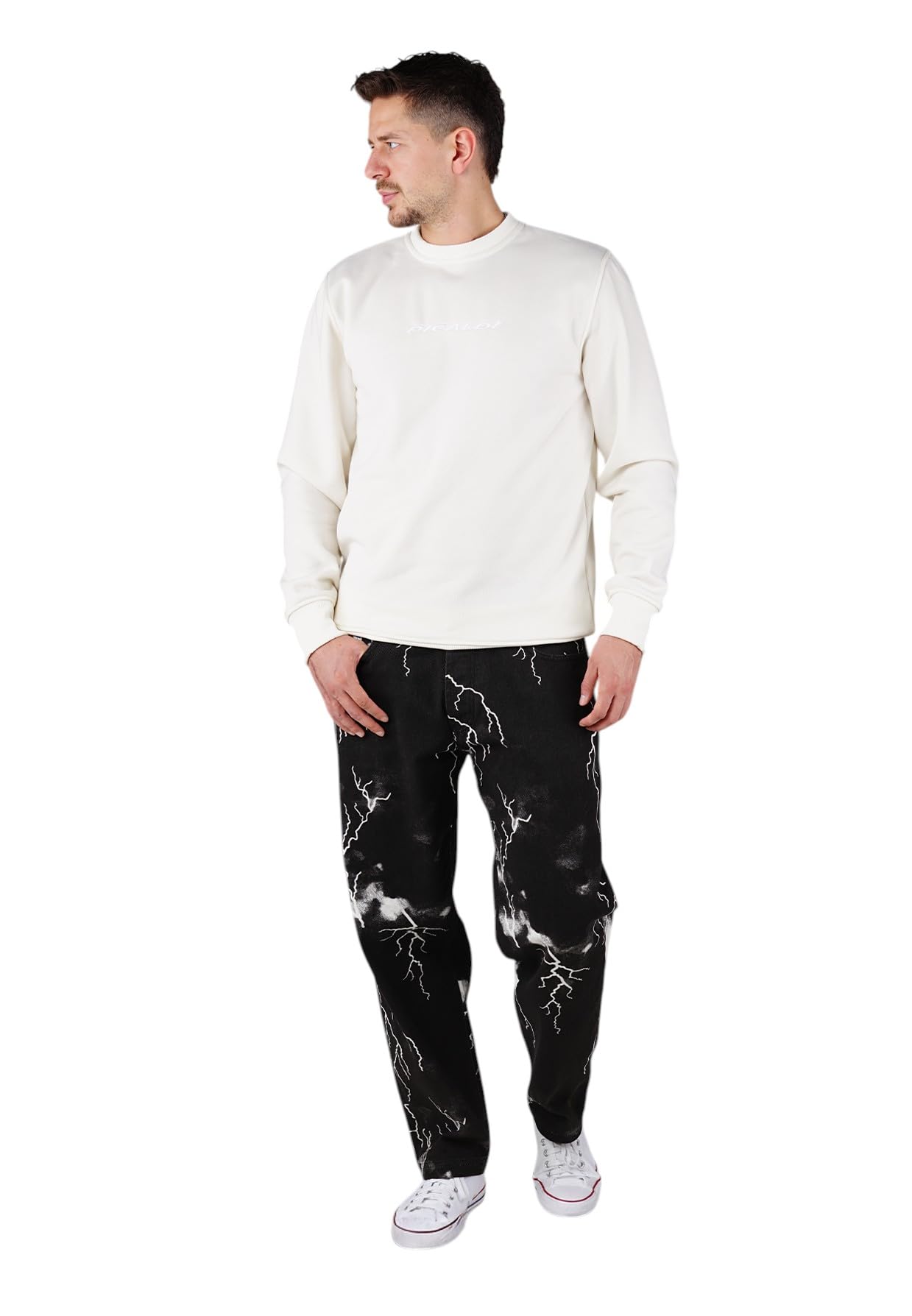 Picaldi Zicco 472 Flash Herren-Jeans – mit Blitzmuster, komfortabler Baumwoll-Denim, Moderne Waschung, robuste 5-Pocket-Jeans für Alltag und Freizeit