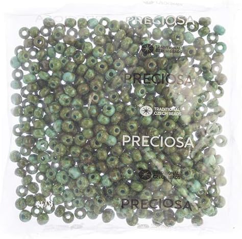 Preciosa Czech Seed Beads 32/0 (8mm) Opaque Travertine on Turquoise - 250g Bulk Bag Beads for Jewelry Making and Crafts
