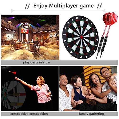 sanfeng Professional Soft Tip Darts Set 20 Grams W/ 50 O-Rings- 30 Darts Plastic Tip + Red Aluminum Shafts + 6 Standard Flights + Portable Case for Electronic Dart Board