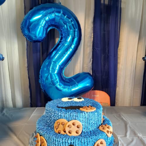 Blue 2 Balloons, 40 Inch Large Foil Number Balloons Set 0-9, Self Inflating Digital 2 Helium Balloon For Boys Men 2Nd 12Th 20Th Age Birthday Anniversary Party Decorations Photo Shoot Supplies #TOP5