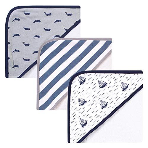 Image of Hudson Baby Unisex Baby Cotton Rich Hooded Towels, Sailboat, One Size
