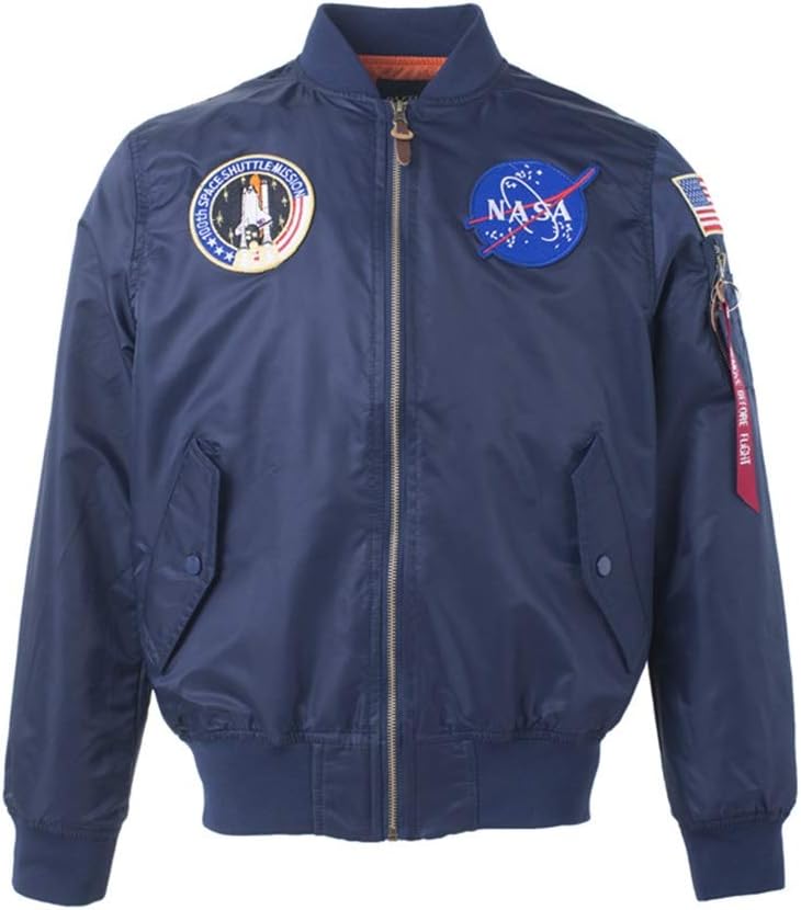 CORIRESHA Mens NASA Embroidery Badge Slim Fit Bomber Jackets Zipper Windbreaker - Image 4
