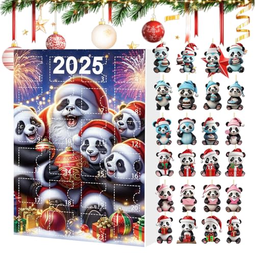 Calendario natalizio per conto alla rovescia – Ornamenti 2D a forma di panda, per albero di Natale, calendario decorativo per feste invernali, calza della Befana, specchietto retrovisore 'auto