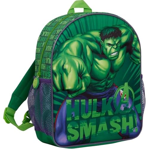 Mochila 3D increíble Hulk para niños de Marvel Vengadores escolar, almuerzo y viaje