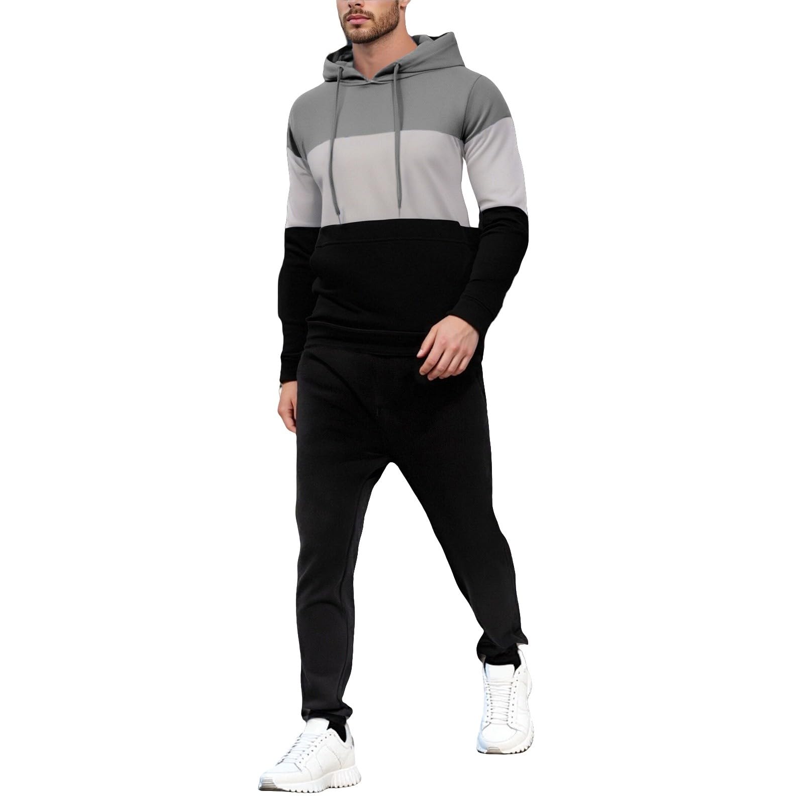 Tute da Ginnastica Uomo Maniche Lunghe Felpa con Cerniera e Jogging Pantaloni Sportiva Set Tuta Completa Tracksuit,Completo Tennis Uomo,Regalo Natale Halloween Capodanno