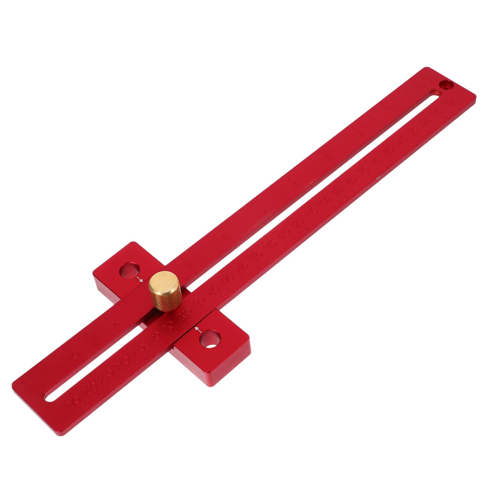 Artibetter Regla de Carpintería de Aleación de Aluminio Roja Portátil Precisión para Marcar y Medir en Trabajos de Madera Profesionales