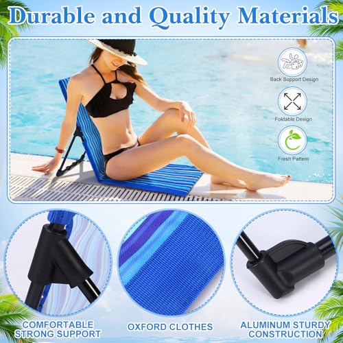 AceOrbit 4 Pack Foldable Poolside Chairs Portable Beach Flip Chairs Pool Seat for Edge of Pool Side with Bag Support Lightweight Lounge Seat for Camp Adult Lawn Sport Party(Blue Striped) - image 4
