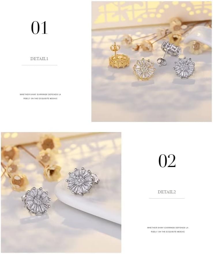 Miniatura 5 de Aretes de girasol para mujer, diseño de margaritas, aretes de tuerca pequeños, aretes florales de primavera, aretes colgantes de gota de flores,