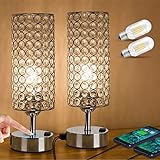 ZEEFO Touch Table Lamp, Modern Elegant Decor Nightstand Lamps Built-in Dual 5V/2.1A USB Ports & AC...