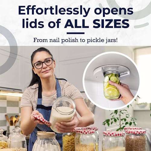 EZ Off Jar Opener for Seniors - Under Cabinet Jar Openers for Weak Hands, Easy Grip, Arthritis jar opener, One Handed Gadgets & Bottle Opener - Essential Kitchen Gadgets for Home Assistance - White - Image 3
