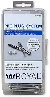 Pro Plug Kit for PVC Trim - Royal Smooth Trim - 50 Linear feet with 2-1/2 Stainless Steel Screws