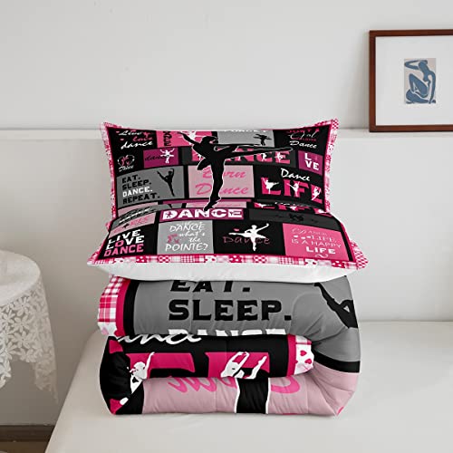 Manfei Dance Comforter Set Full Size, Ballet Dance Theme Quilt Set With 2 Pillowcases, Ballet Princess Dancer Bedding Set 3Pcs For Kids Girls Bedroom Decor, Abstract Art Duvet Insert #TOP4