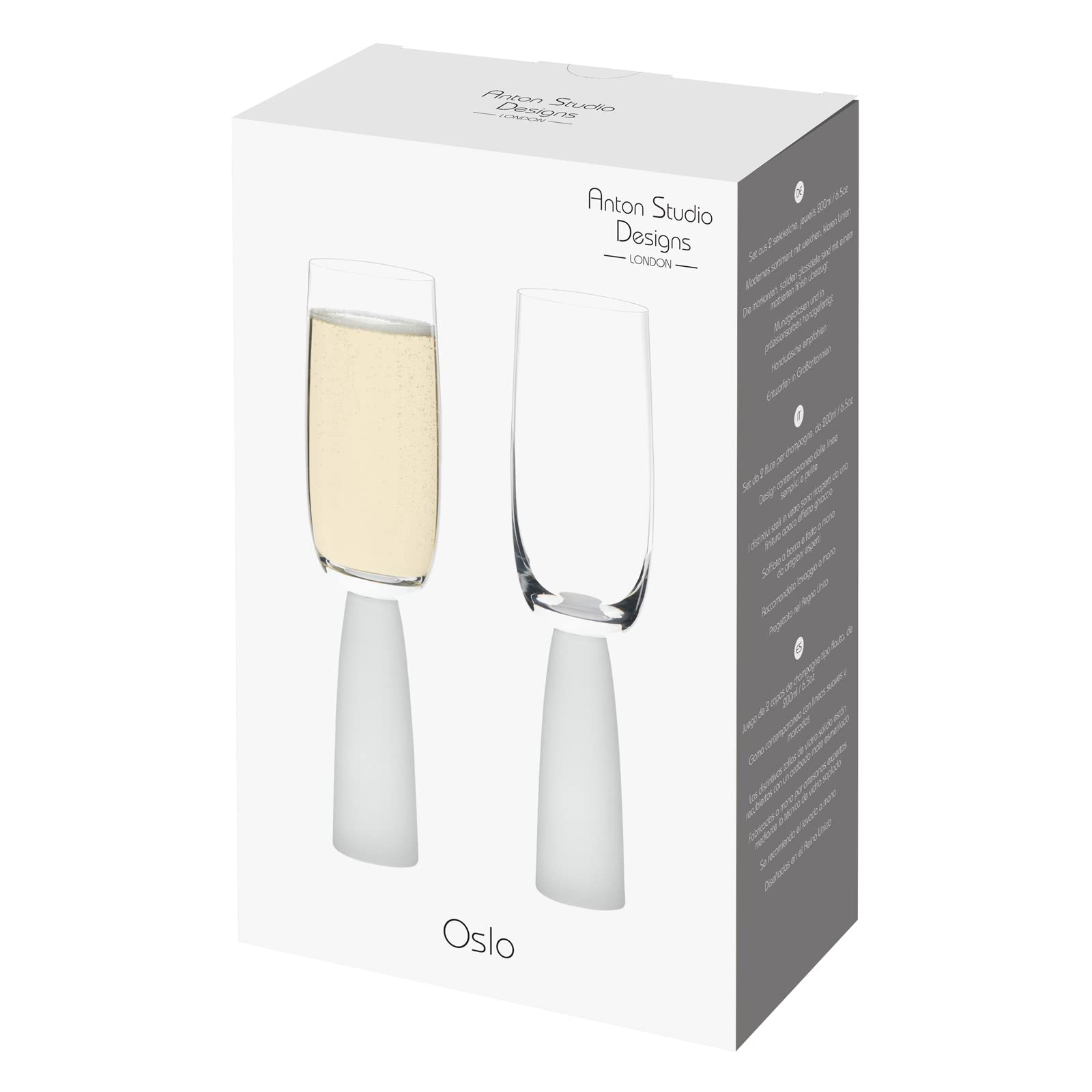 Anton Studio Designs Oslo Handmade Champagne Flutes Perfect Party Tableware for Weddings and Celebrations, 200 ml, Frost - Image 4