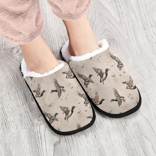 Mallard Ducks Cartoon Brown Slippers For Women Men Soft Memory Foam Non-Slip Animal Winter Indoor House Shoes Travel Slipper4