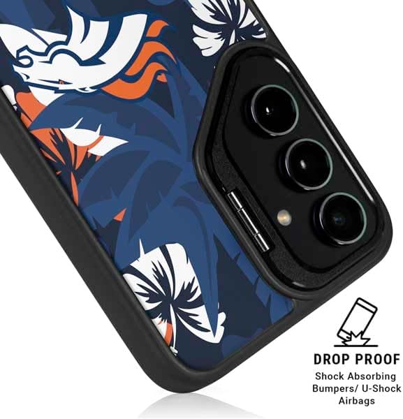 Skinit Kickstand Phone Case Compatible with Galaxy S24 FE - Officially Licensed NFL Denver Broncos Tropical Print Design