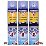 Zero In Carpet Beetle & Moth Killer Spray – Effective Carpet Beetle & Moth Treatment for Carpets, Upholstery & Household Items – Long-Lasting, Odour-Free Formula - Multi Packs 300ml x3 - Image 1