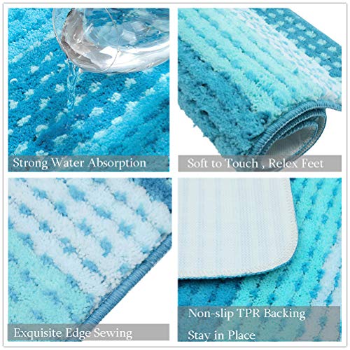 HiiARug Indoor Doormat Welcome Mats for Home Entrance Entryway Rug Ombre Blue Door Mats Indoor Machine Washable Decorative Non-Slip Floor Mat Kitchen Entryway Laundry Room (Blue Gradient) - Thumbnail 4