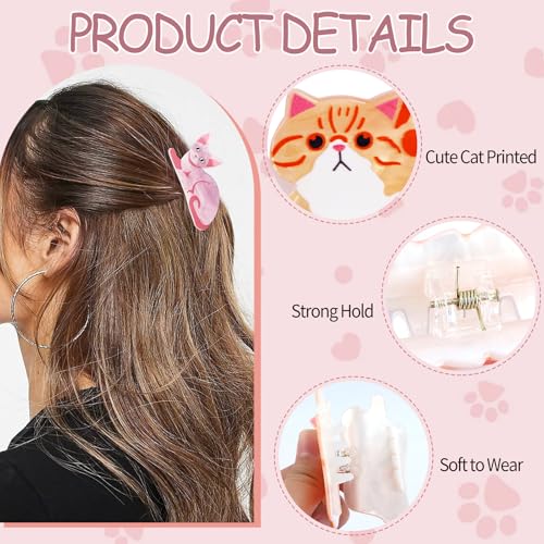 6 Pinzas para cabello con diseño de gato para mujer miniatura 3
