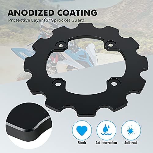 Nicecnc Black Rear Disc Rotor Guard Protector And Dual Sprocket Chain Guard Protector Compatible With Yamaha Raptor 700 700R #TOP7