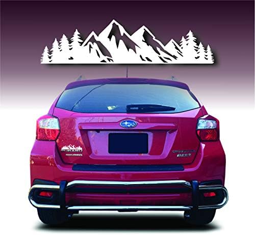 Byzee Vinyl Mountain Decal, Tree Sticker for Trunk Rear Premium Vinyl Graphic for Vehicle Badge or Emblem | Camper Van Accessories, Great Gift Idea for Camping, Hiking, Outdoor Adventure Enthusiast