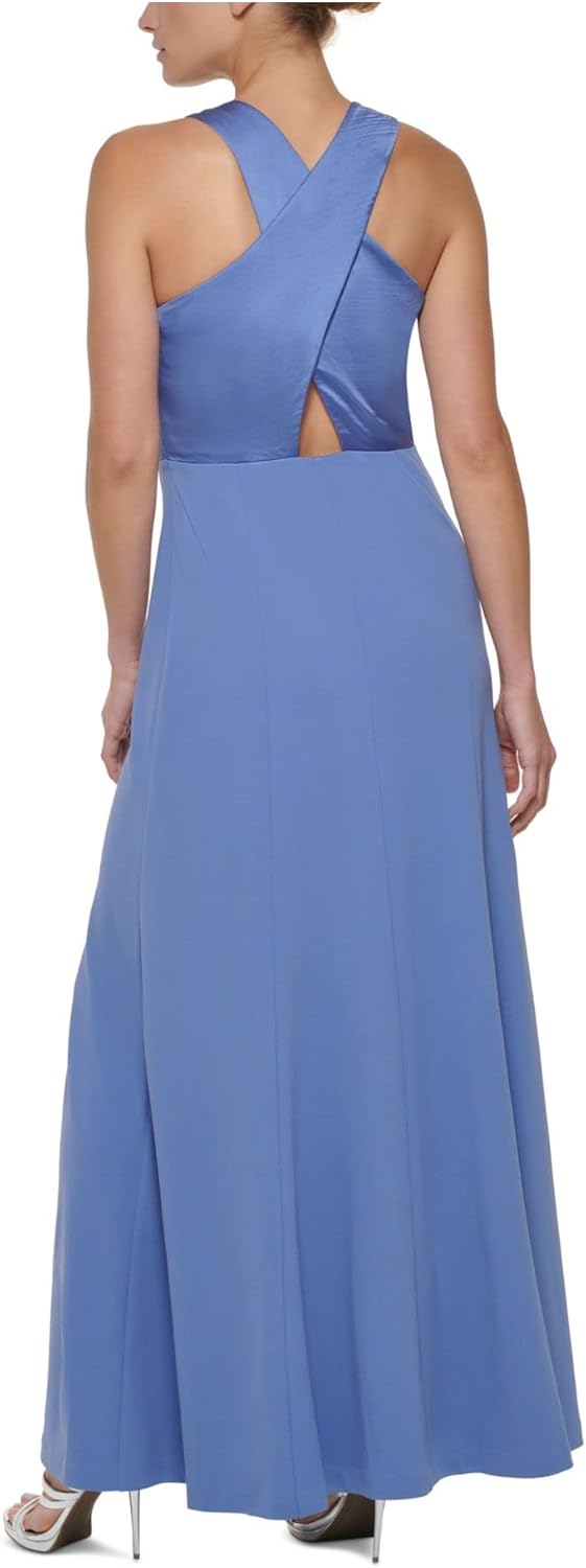 DKNY Womens Criss-Cross Back Maxi Evening Dress Blue 6 - Image 2