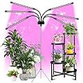 Mefflypee Grow Lights for Indoor Plants, LED Grow Light Stand, Red White Full Spectrum Plant Lamp with Adjustable Tripod, Gooseneck, Suitable for Flowers Vegetables (Type B)