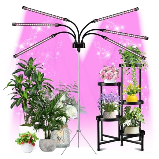 Mefflypee Grow Lights for Indoor Plants, LED Grow Light Stand, Red White Full Spectrum Plant Lamp with Adjustable Tripod, Gooseneck, Suitable for Flowers Vegetables (Type B)