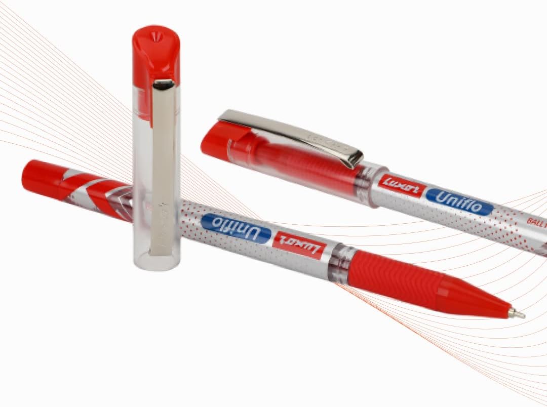 Luxor Uniflow Ball Point Pen - 0.7mm, 2 Packs of 10, Colour - Red