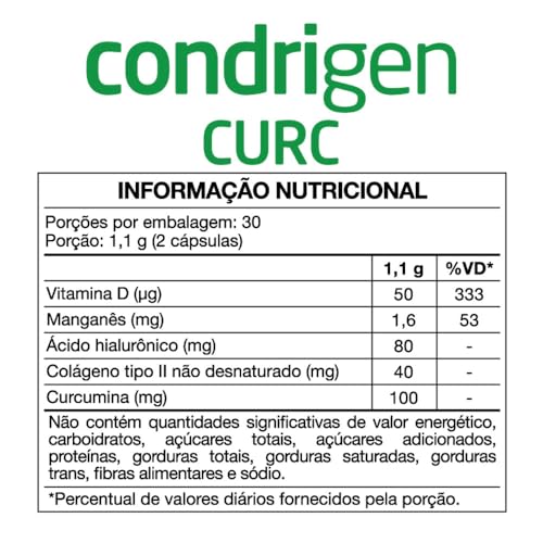 Kit 2 Condrigen Curc Colágeno Tipo 2 Cúrcuma e Ácido Hialurônico, 60 Cápsulas Maxinutri