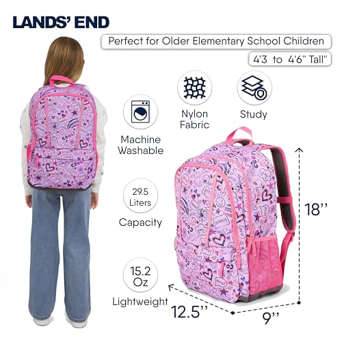 Image of Lands' End Unisex Kids Large ClassMate Lightweight Durable Elementary School Backpack, Fuchsia Pink