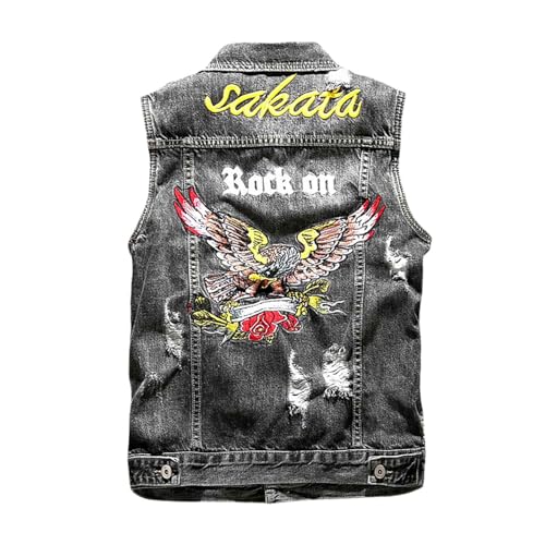 Chaleco vaquero rasgado estilo punk con acabados retro exclusivos 4